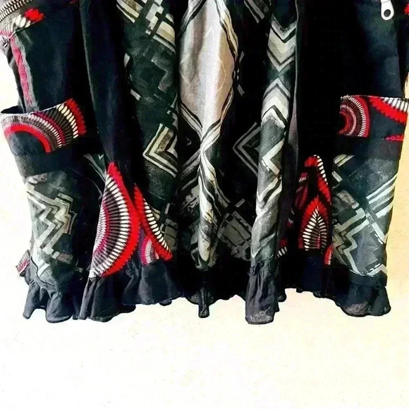 DESIGUAL EURO 36 WOMENS BLACK UNIQUE COLOR PATTERN ARTSY‎ BOHO COTTON DRESS - Picture 9 of 16
